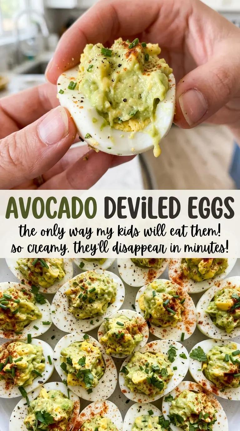 Avocado Deviled Eggs bright paprika finish