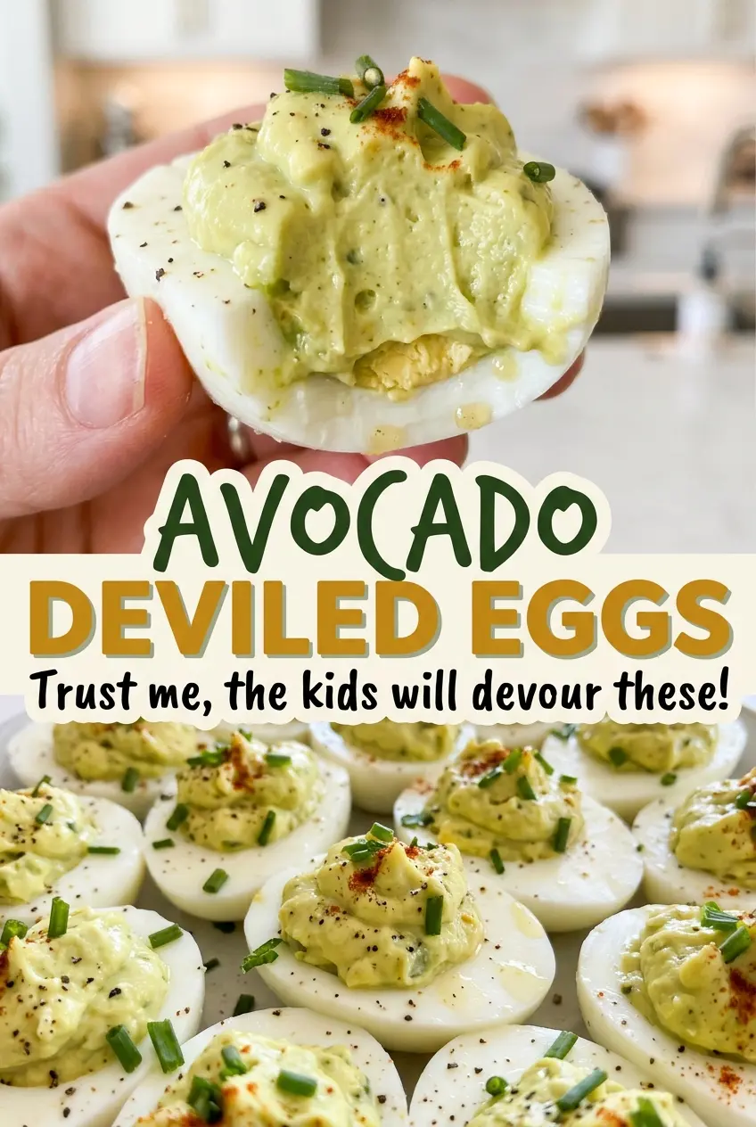 Avocado Deviled Eggs creamy green filling