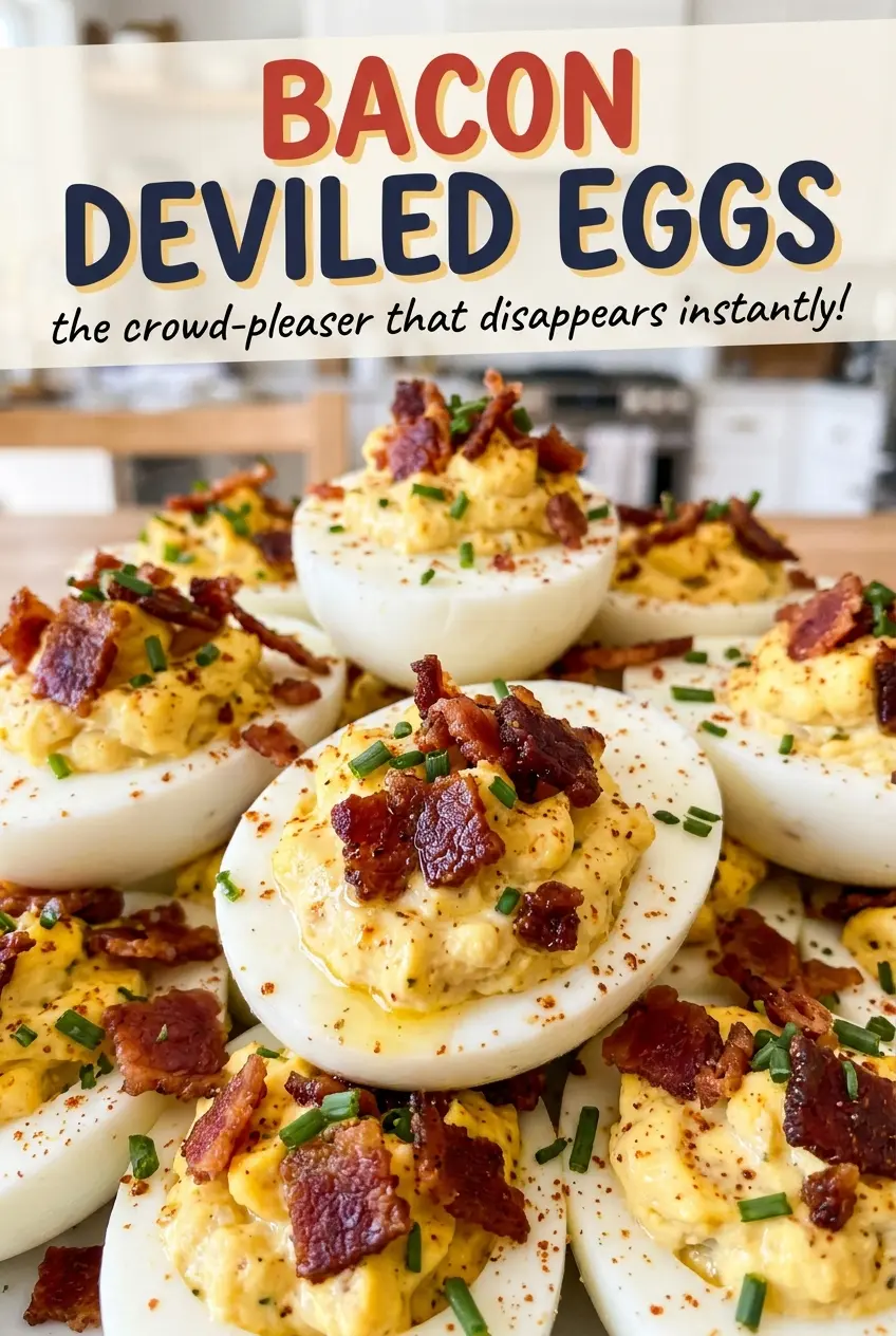Bacon Deviled Eggs creamy paprika-topped halves