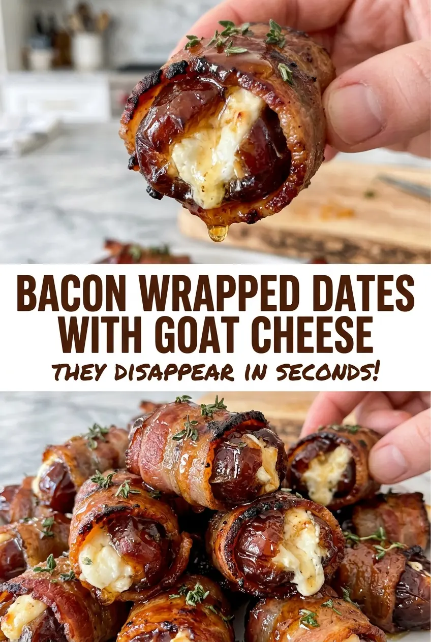 Bacon wrapped dates with goat cheese, crisp golden bites