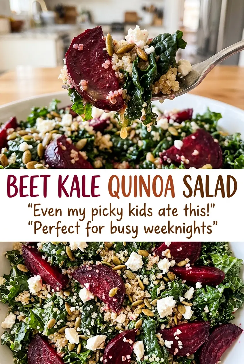 Beet Kale Quinoa Salad jewel-toned and vibrant