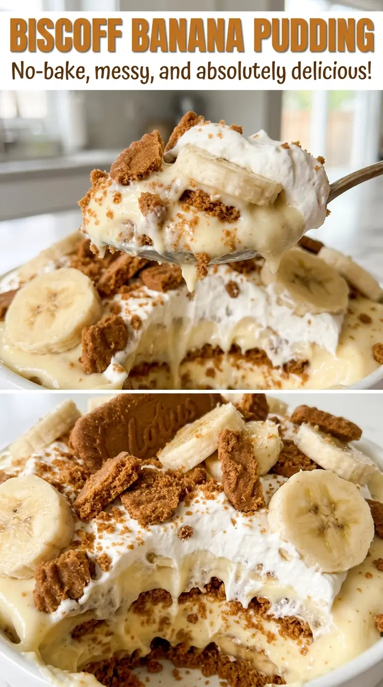 Biscoff Banana Pudding creamy cookie layers