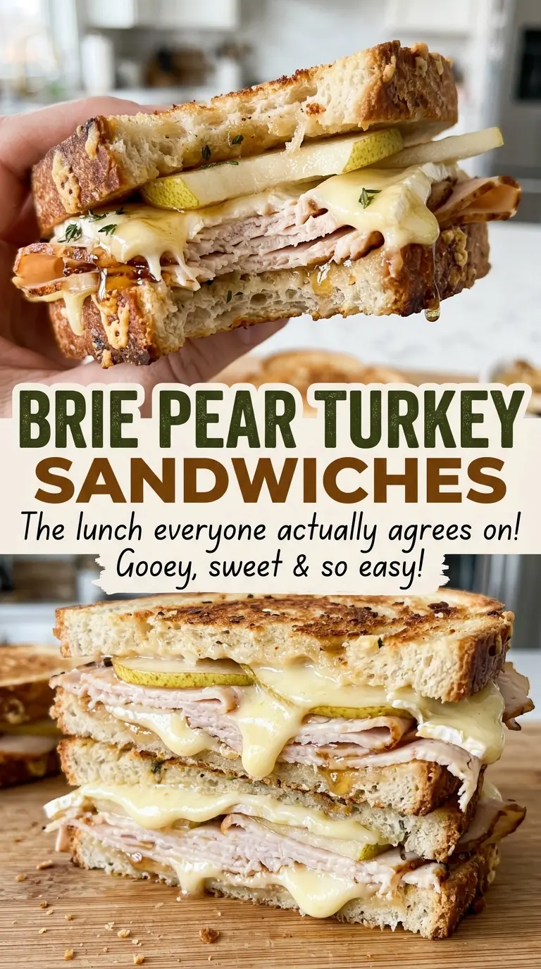 Brie pear turkey sandwiches melty, golden, fresh