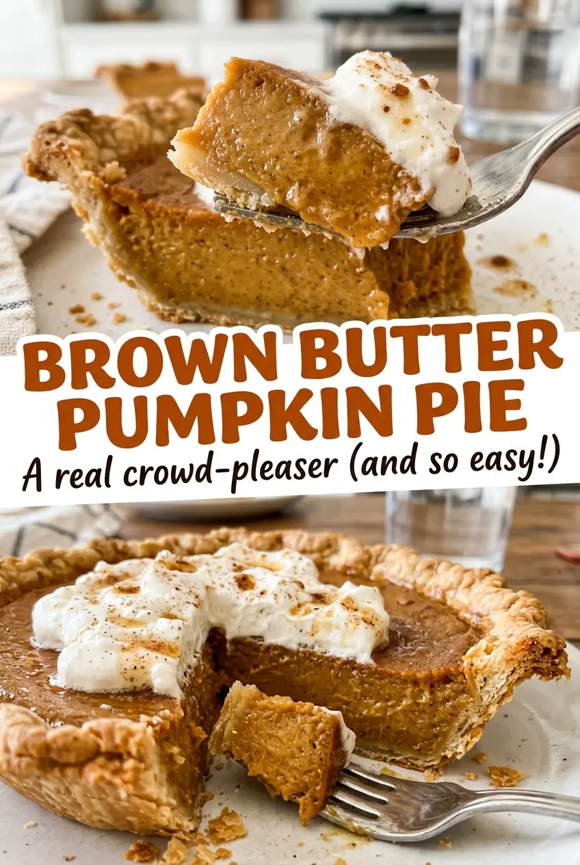Brown Butter Pumpkin Pie golden crust