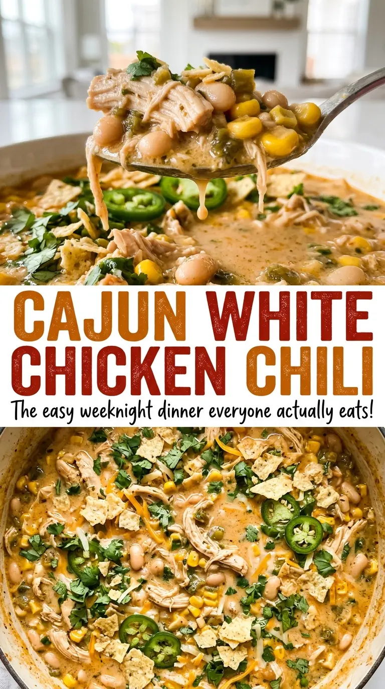Cajun White Chicken Chili tender chicken and creamy beans