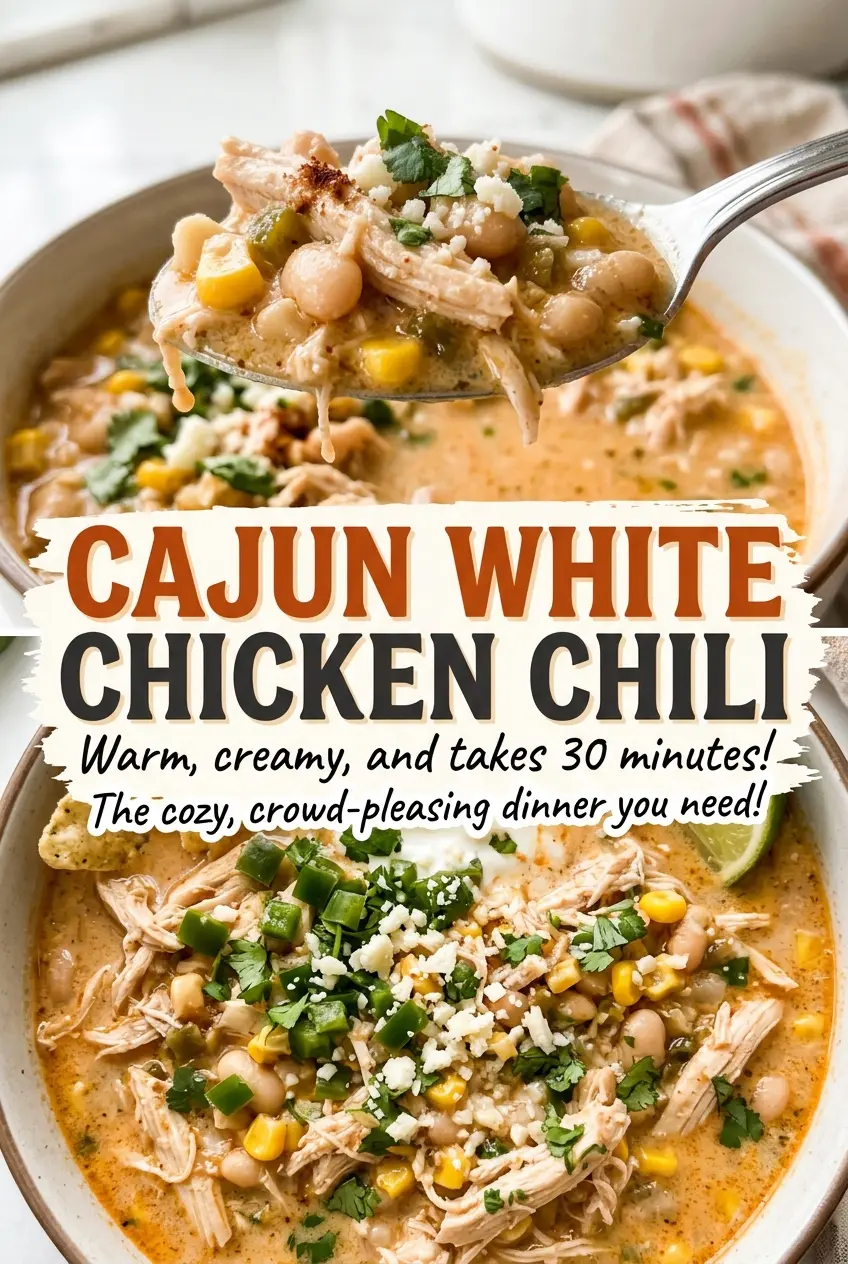 Cajun White Chicken Chili creamy and hearty