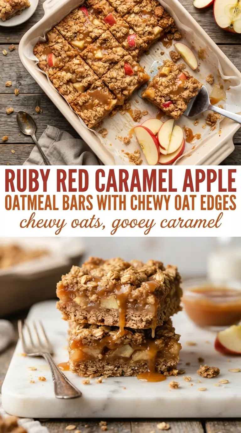 Caramel Apple Oatmeal Bars chewy cinnamon caramel