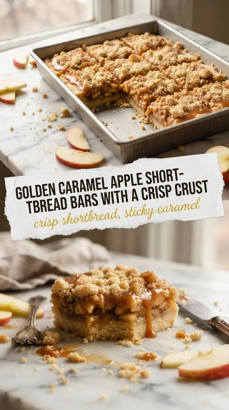 Caramel Apple Shortbread Bars, buttery, gooey, crisp