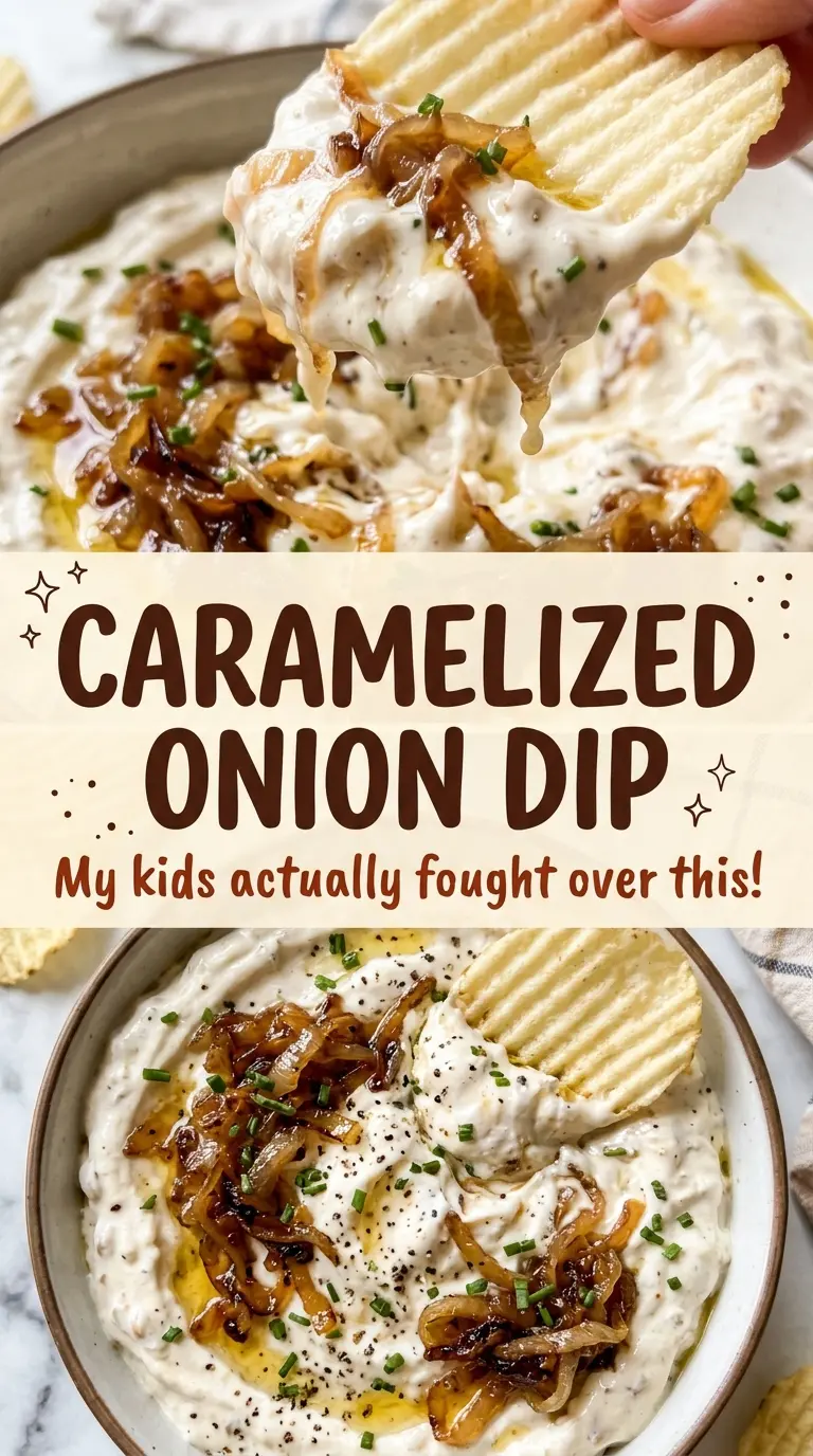 Caramelized Onion Dip with savory onion pieces