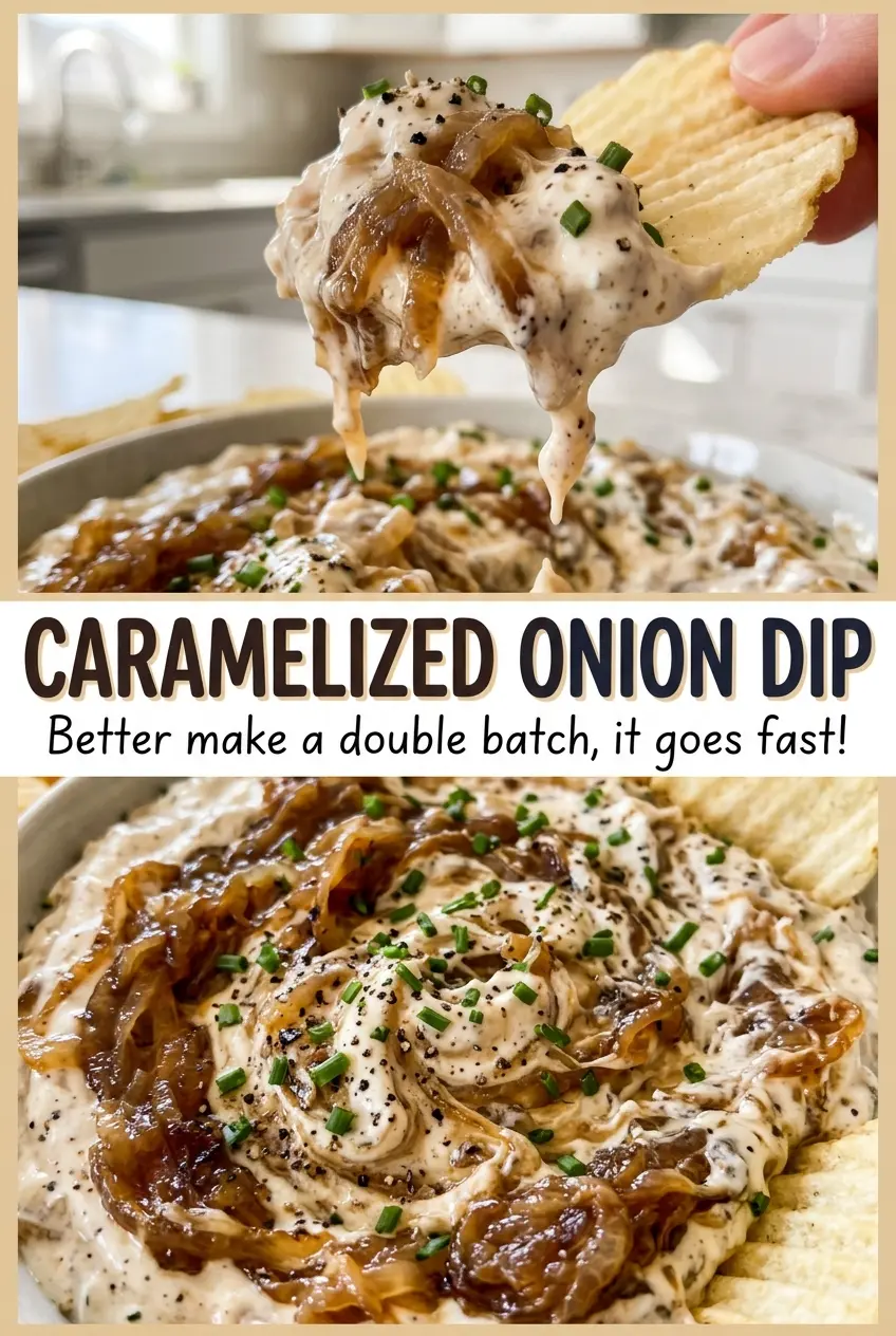 Caramelized Onion Dip with golden onions