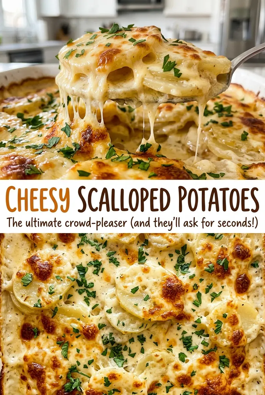 Cheesy Scalloped Potatoes creamy browned layers