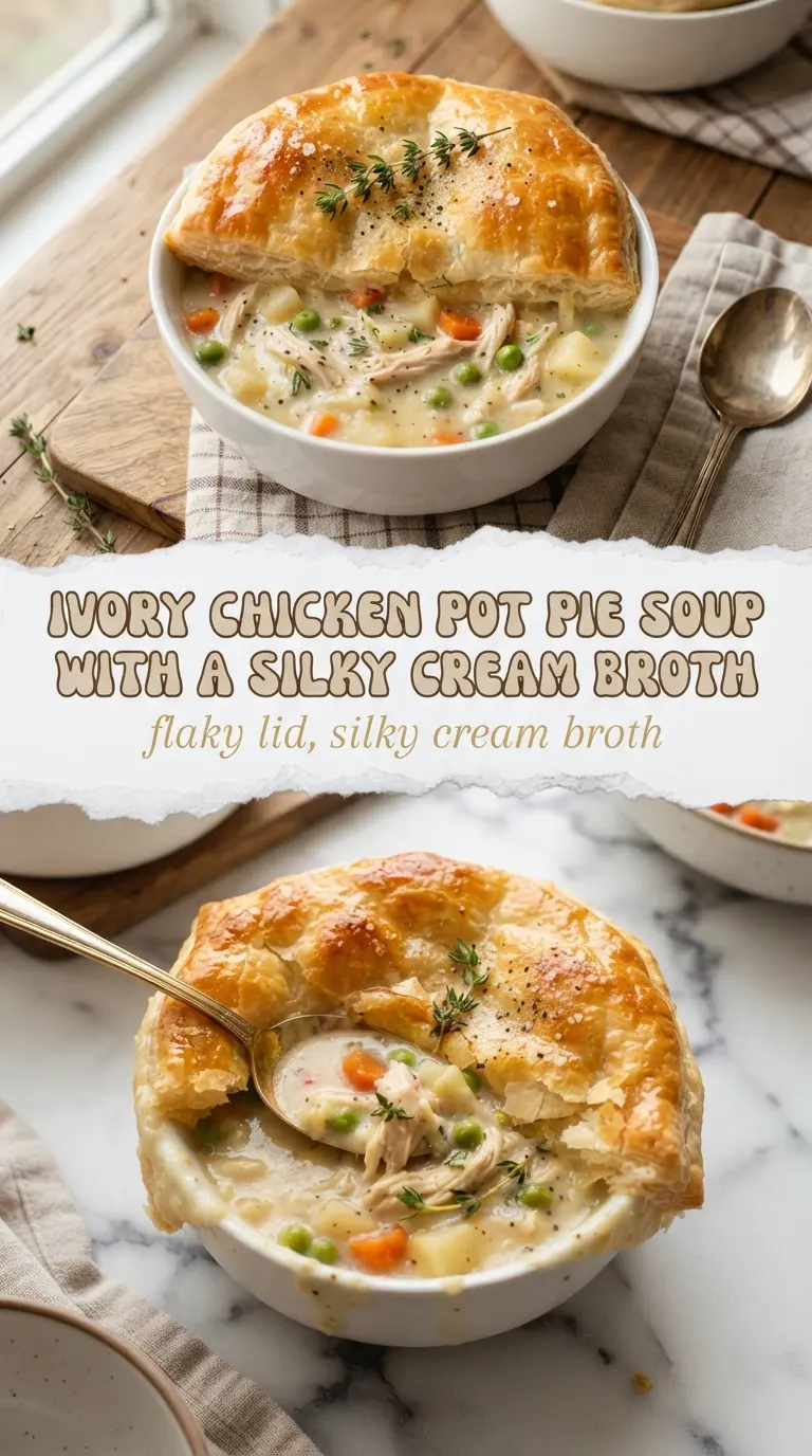 Chicken pot pie soup creamy puff pastry