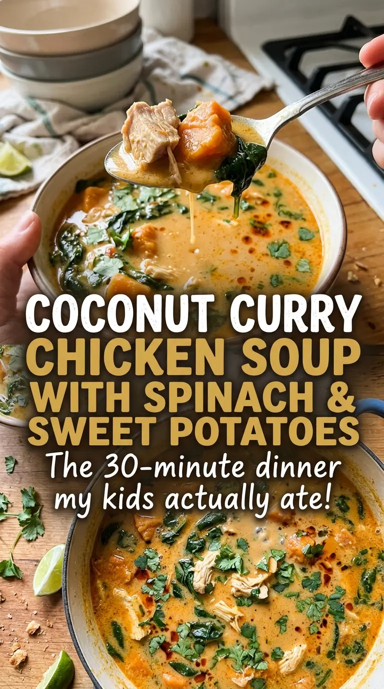 Coconut Curry Chicken Soup with Spinach and Sweet Potatoes spinach sweet potato
