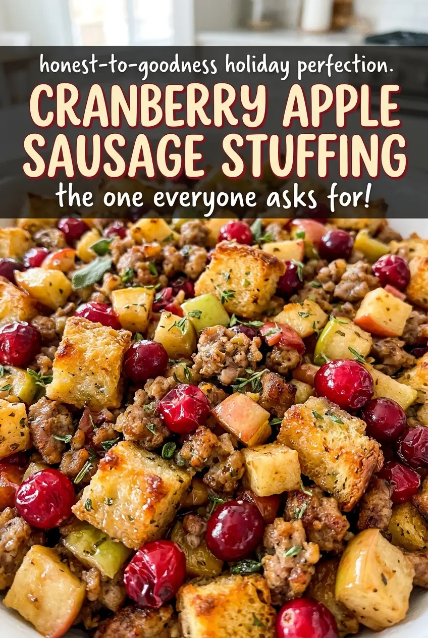 Cranberry Apple Sausage Stuffing savory golden casserole