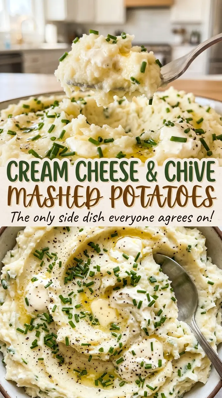 Cream Cheese and Chive Mashed Potatoes buttery chive-topped