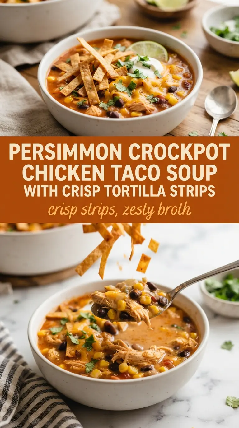 Crockpot Chicken Taco Soup hearty zesty toppings