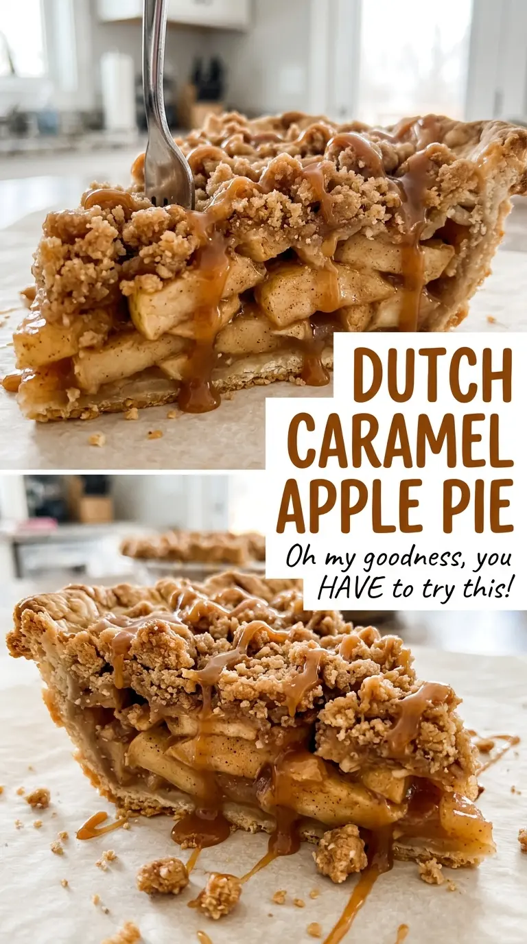 Dutch Caramel Apple Pie with cinnamon apple filling