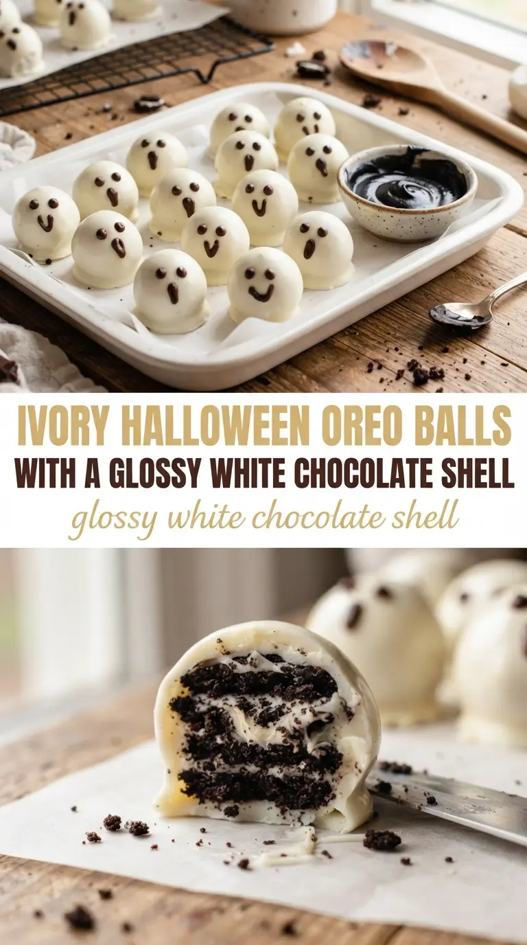 Halloween Oreo Balls ghostly creamy no-bake