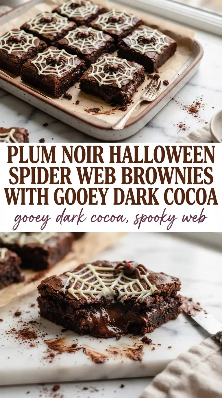 Halloween Spider Web Brownies fudgy dark cocoa, white chocolate, spooky dessert