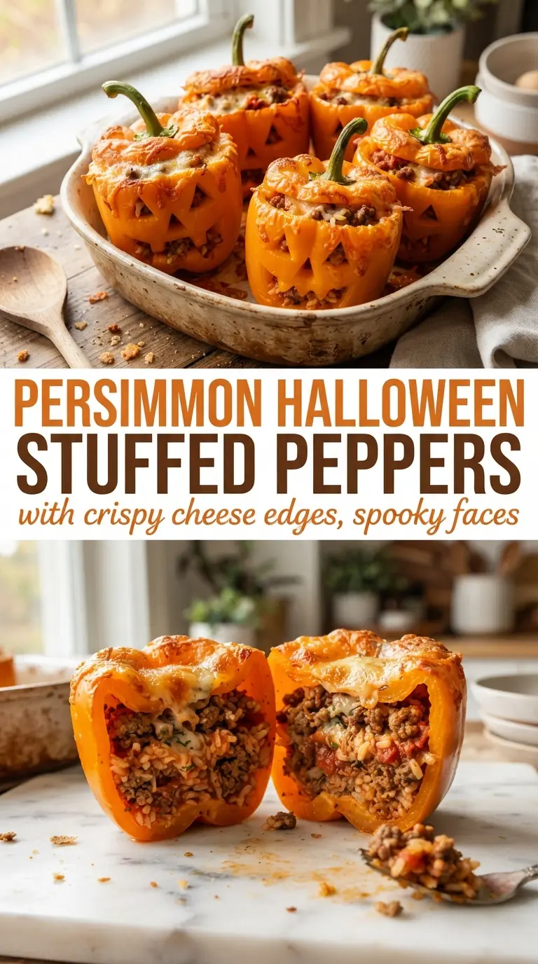 Halloween Stuffed Peppers carved peppers cheesy beef