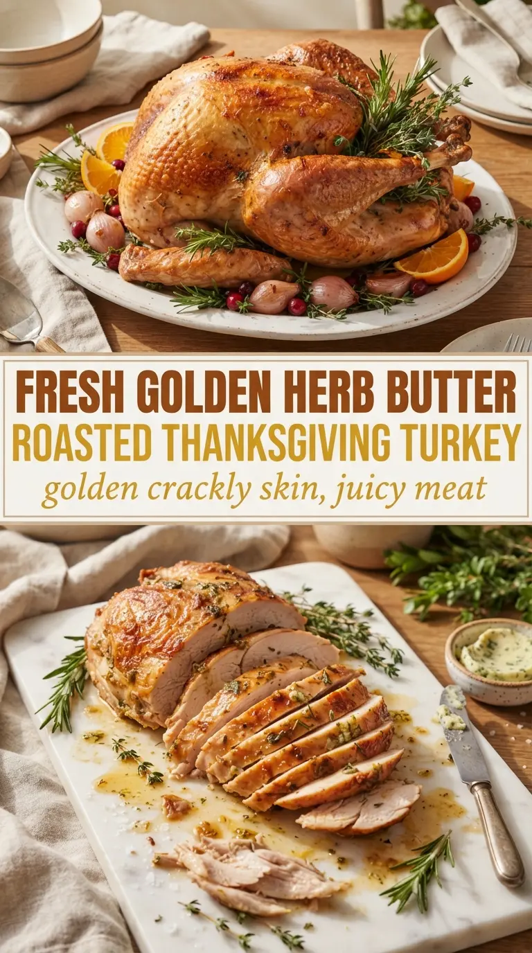 Herb Butter Roasted Thanksgiving Turkey juicy aromatic golden