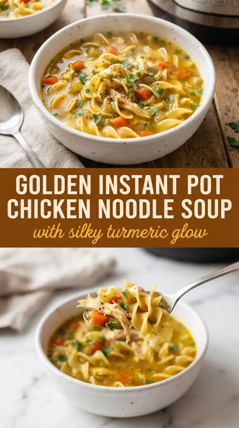 Instant Pot Chicken Noodle Soup golden broth tender chicken