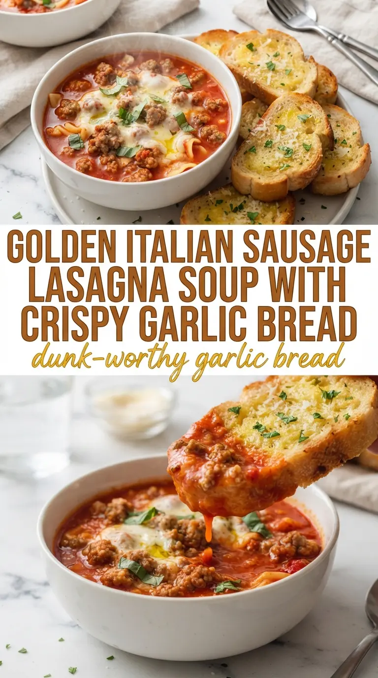 Italian Sausage Lasagna Soup hearty tomato broth creamy ricotta