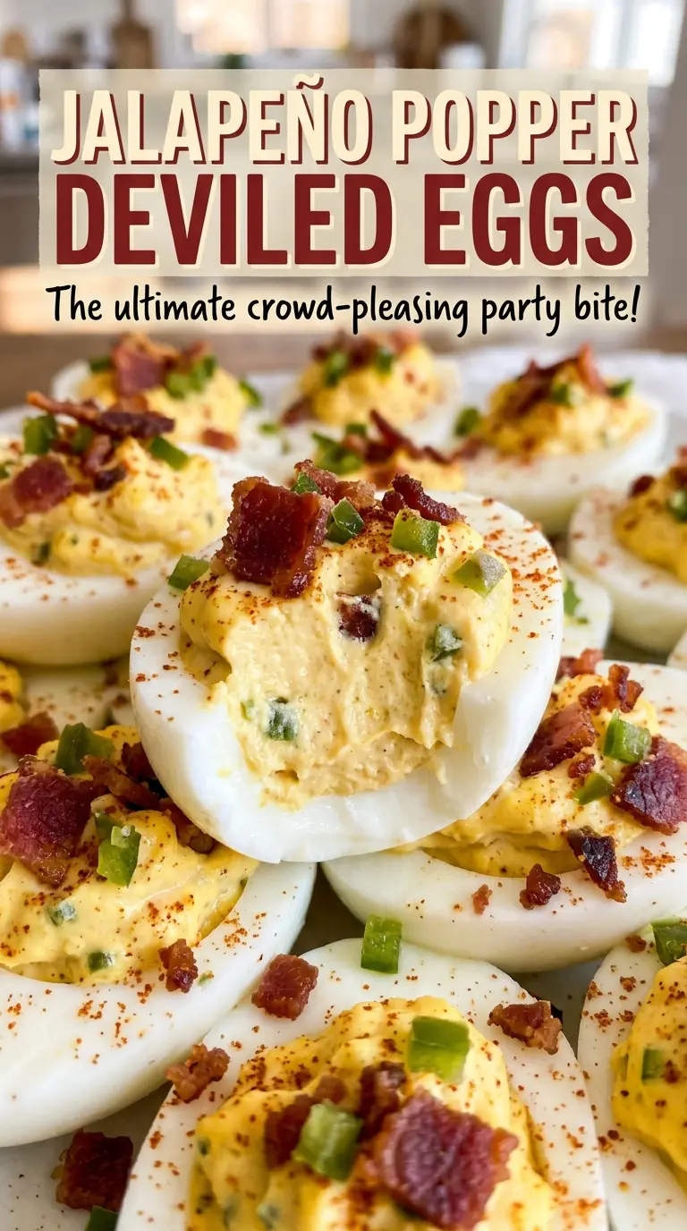 Jalapeno Popper Deviled Eggs jalapeño chive garnish