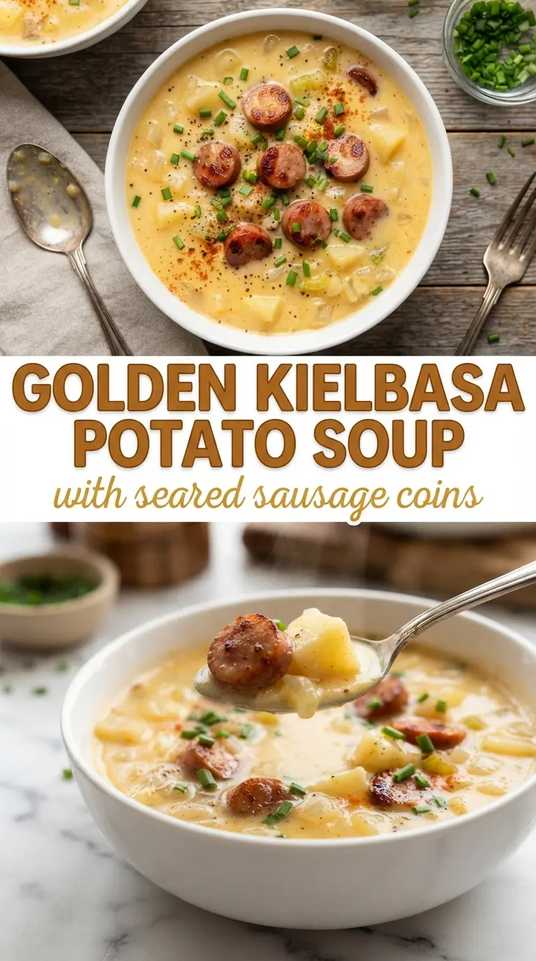 Kielbasa potato soup creamy smoky hearty