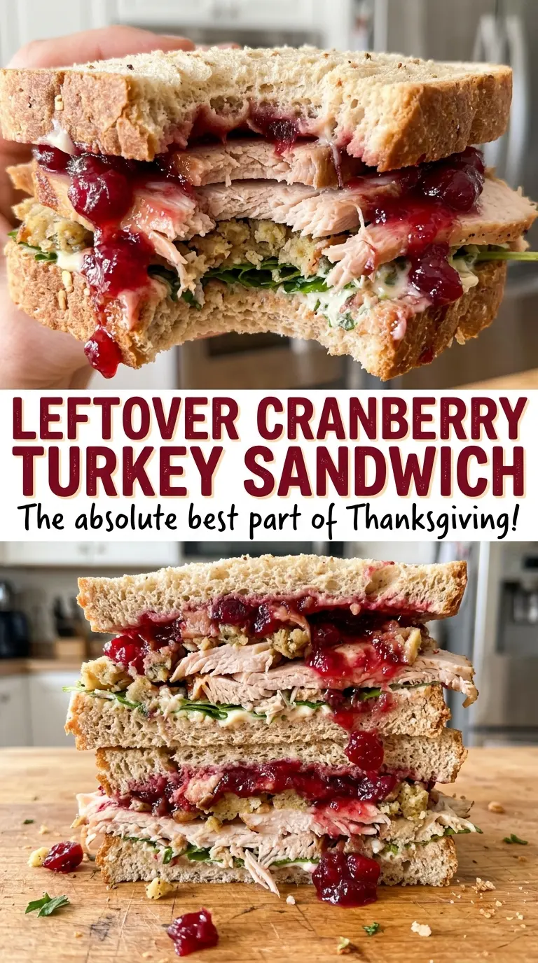 Leftover Cranberry Turkey Sandwich, layered and hearty
