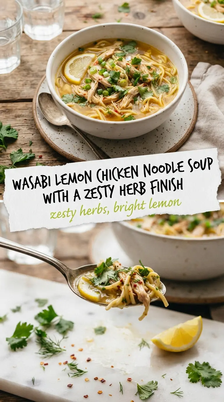 Lemon Chicken Noodle Soup bright lemony broth, tender chicken, fresh herbs