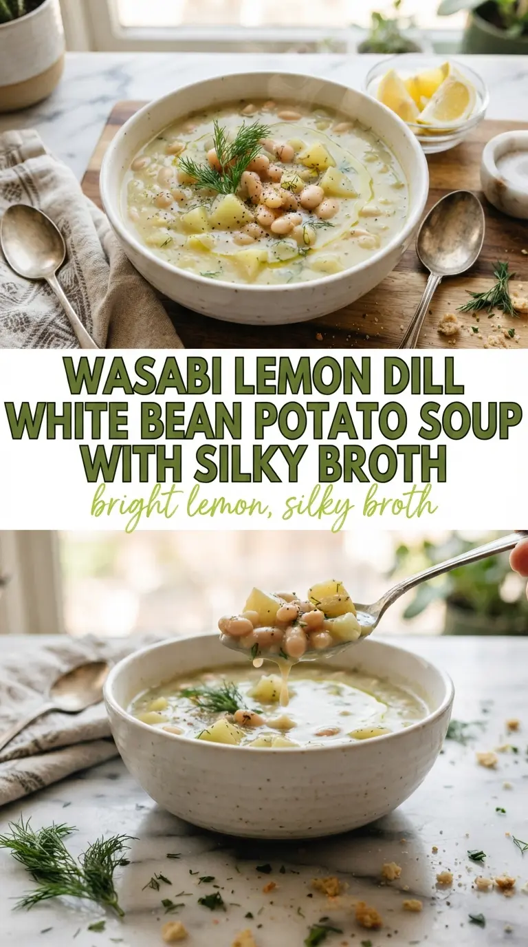 Lemon Dill White Bean Potato Soup, creamy, bright, herbaceous