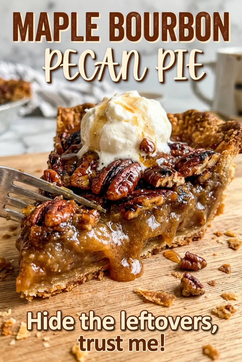 Maple Bourbon Pecan Pie glossy pecan filling
