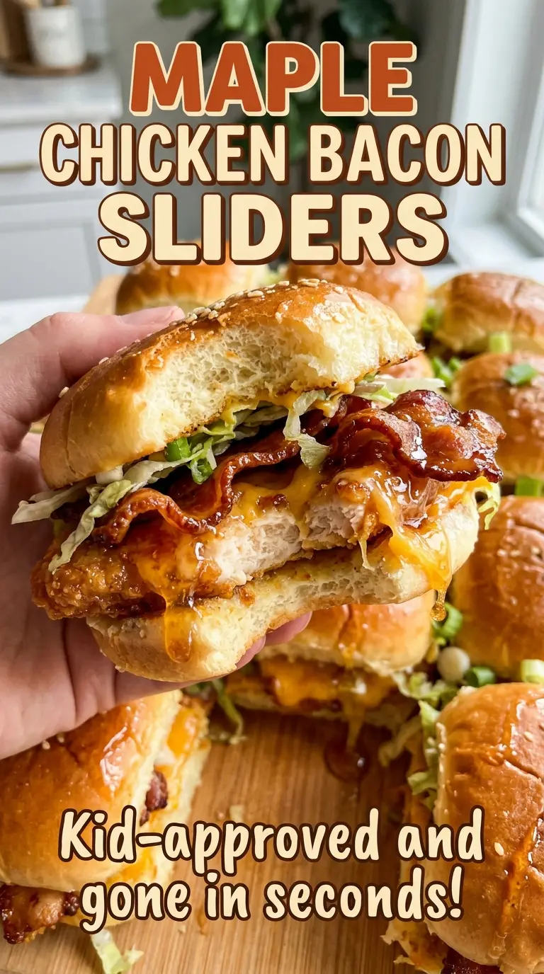 Maple Chicken Bacon Sliders warm cheesy