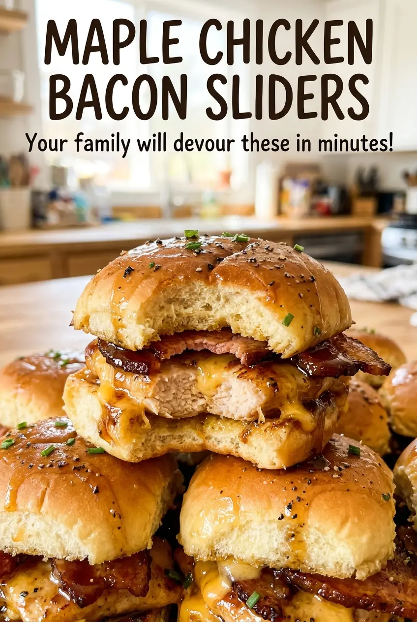 Maple Chicken Bacon Sliders cheesy golden