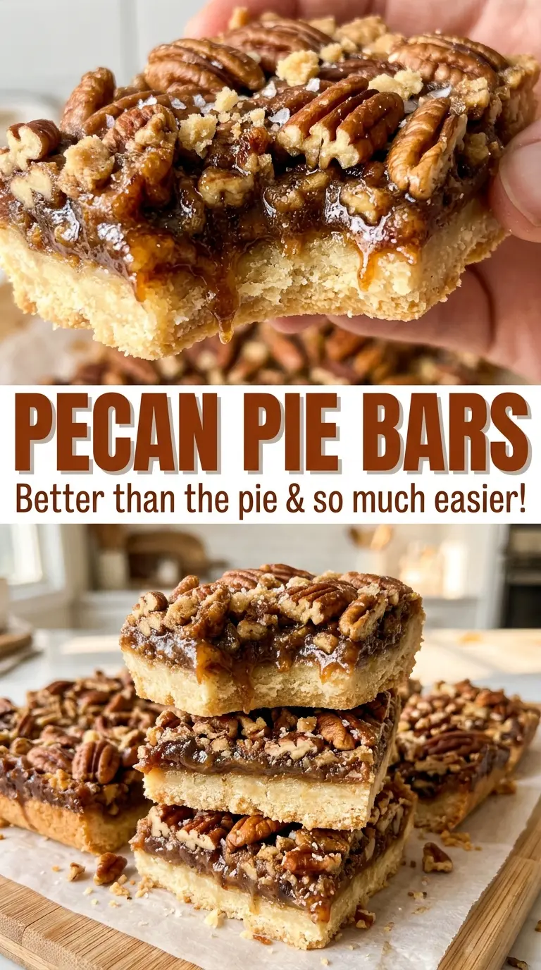 Pecan Pie Bars buttery crust and chopped pecans