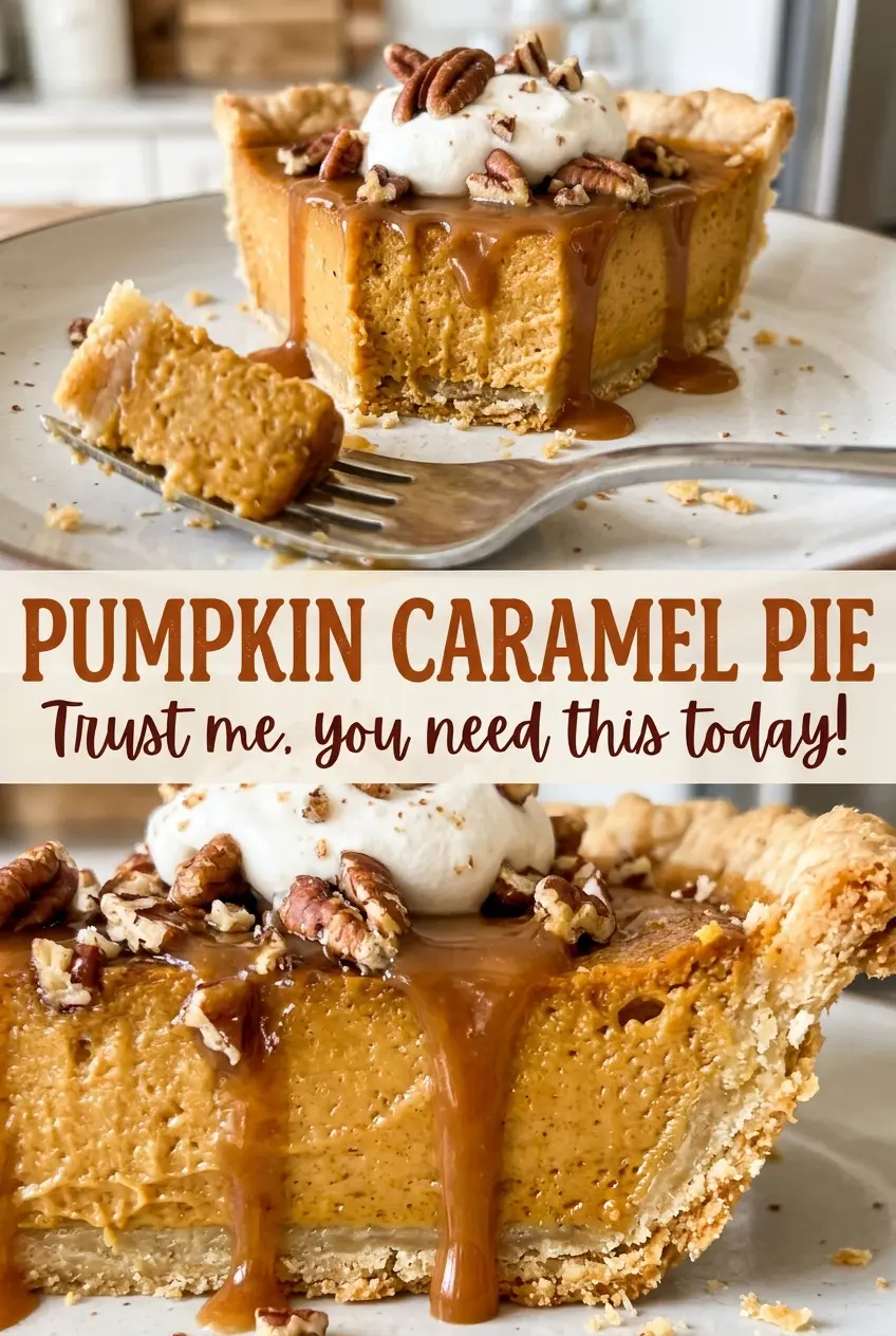 Pumpkin Caramel Pie with chilled spiced filling