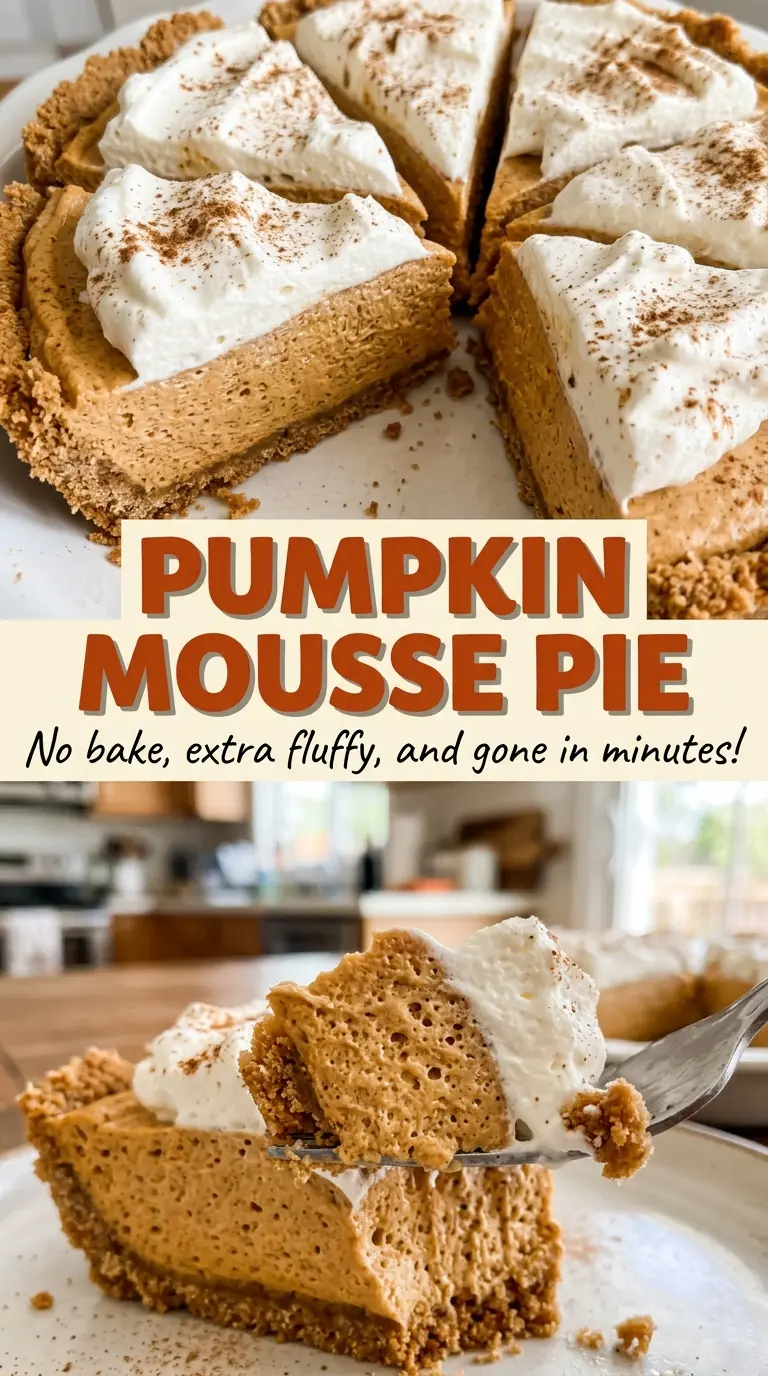Pumpkin mousse pie graham crust airy filling