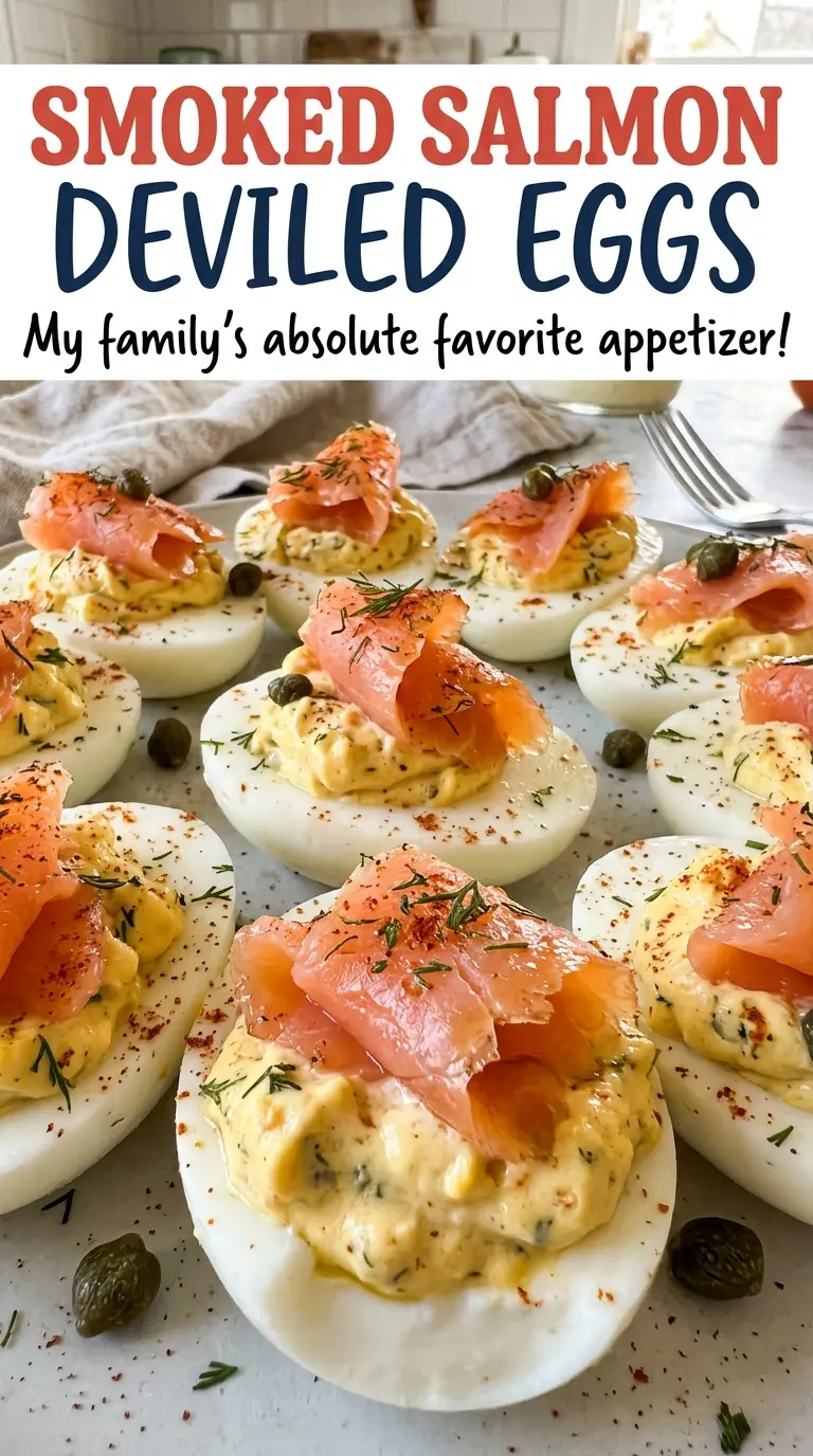 Smoked salmon deviled eggs with dill and capers