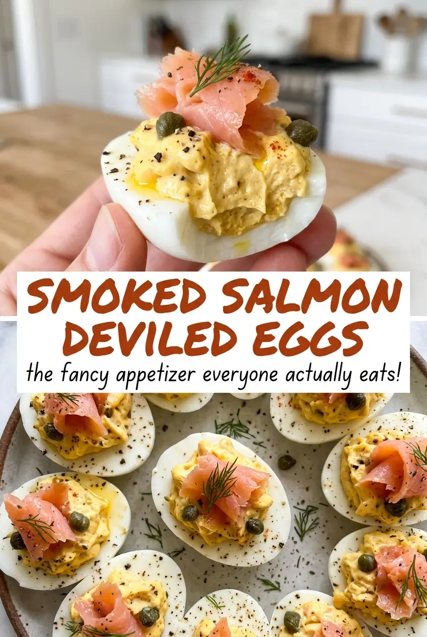 Smoked salmon deviled eggs with creamy filling