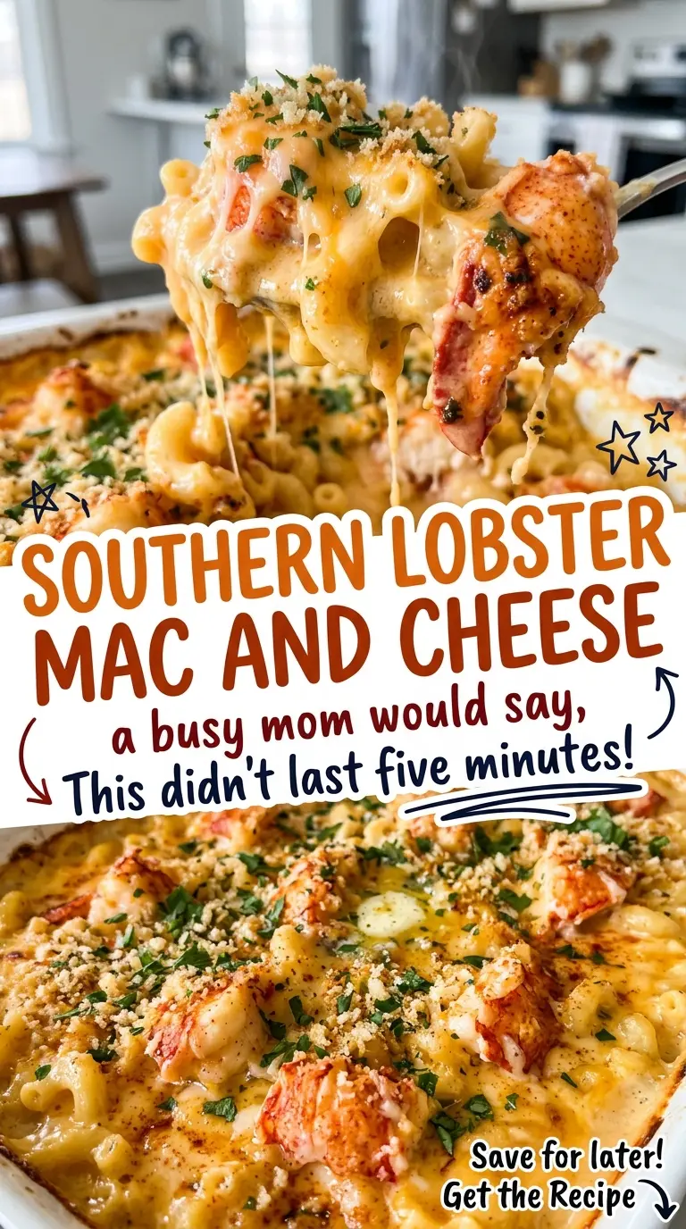 Southern Lobster Mac and Cheese bubbling creamy casserole