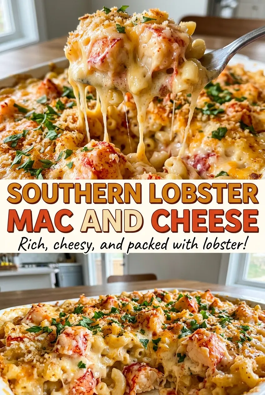 Southern Lobster Mac and Cheese golden panko crust