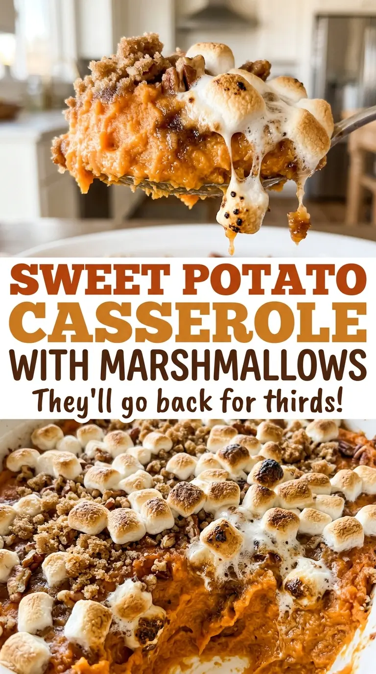 Sweet Potato Casserole with Marshmallows smooth golden topping