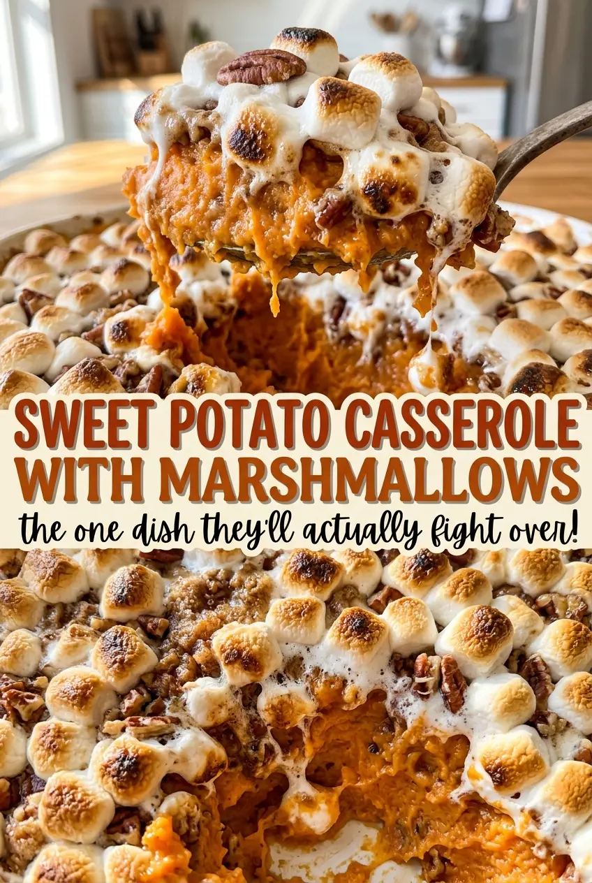 Sweet Potato Casserole with Marshmallows smooth golden topping