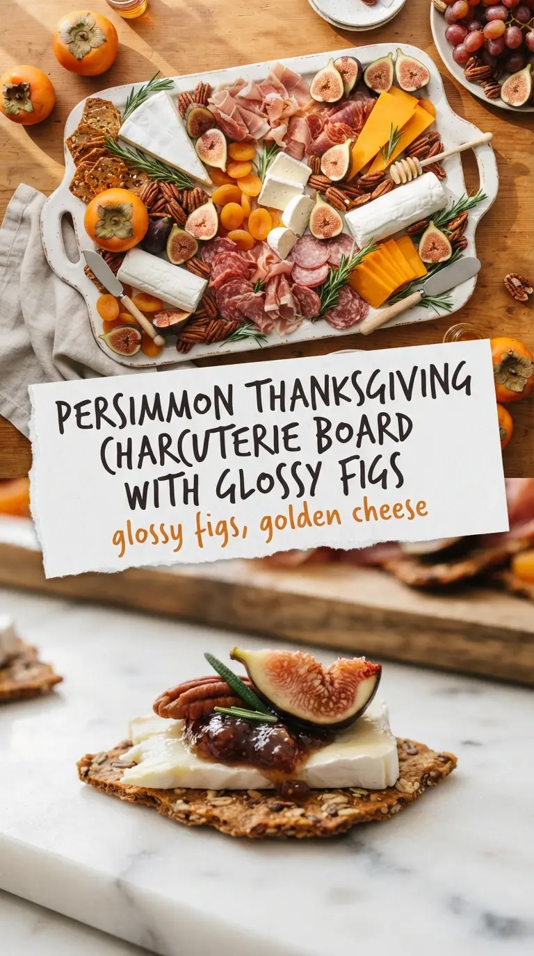 Thanksgiving charcuterie board with cheeses, figs, and nuts