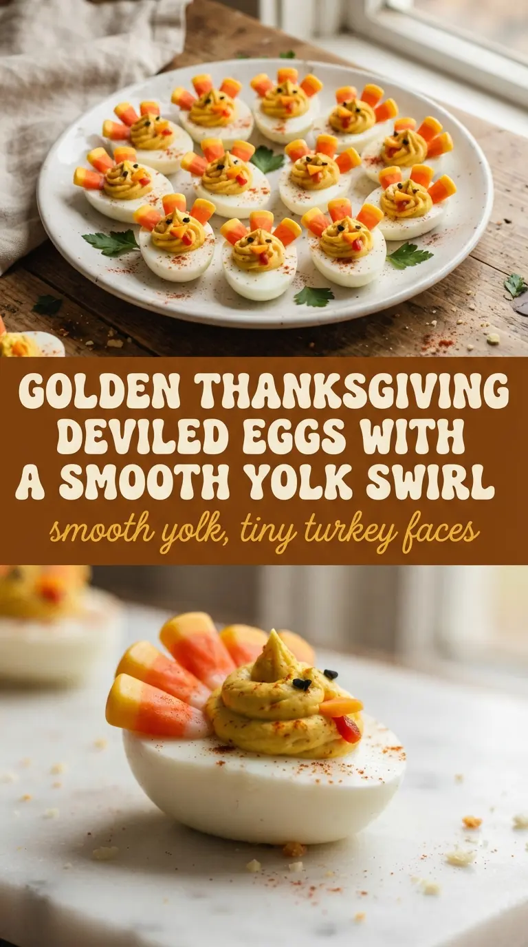 Thanksgiving Deviled Eggs festive creamy turkey-shaped