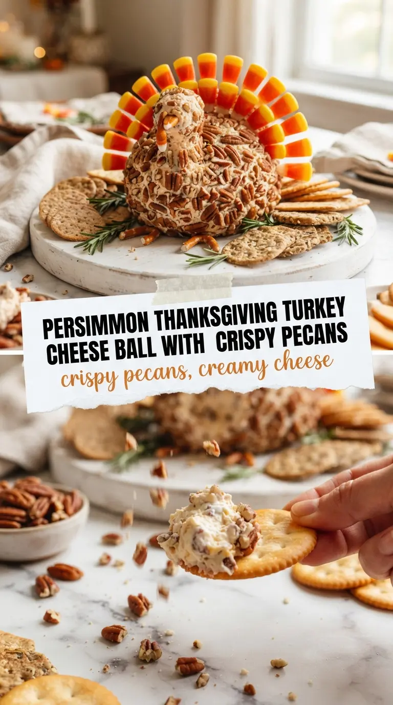 Thanksgiving Turkey Cheese Ball creamy pecan festive