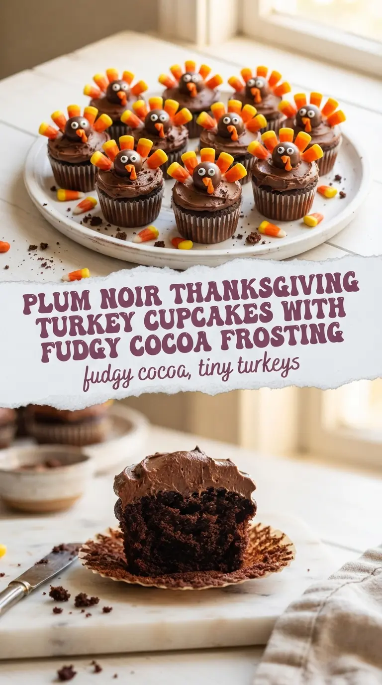 Thanksgiving Turkey Cupcakes chocolate cocoa frosting