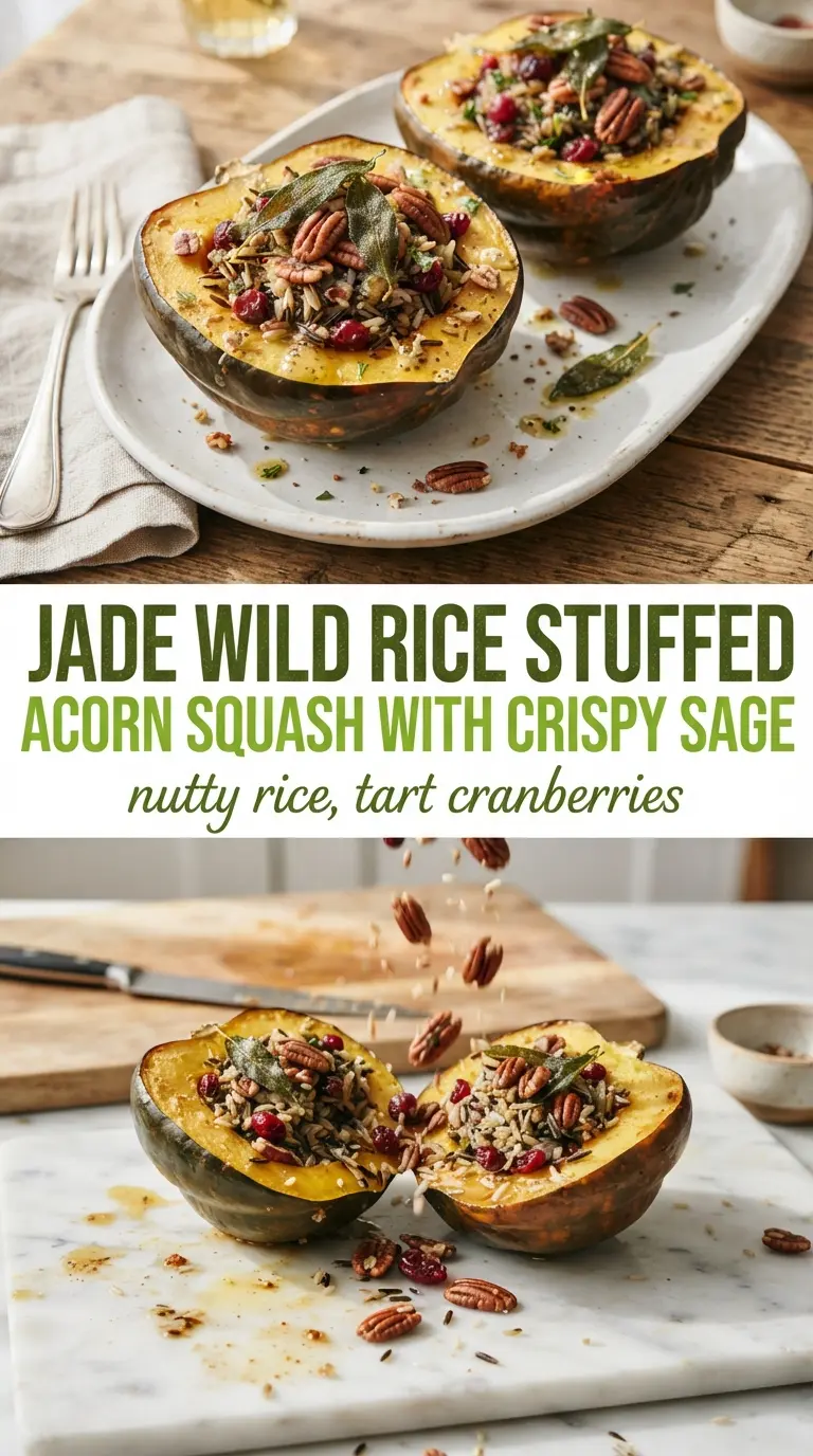 Wild Rice Stuffed Acorn Squash nutty colorful savory